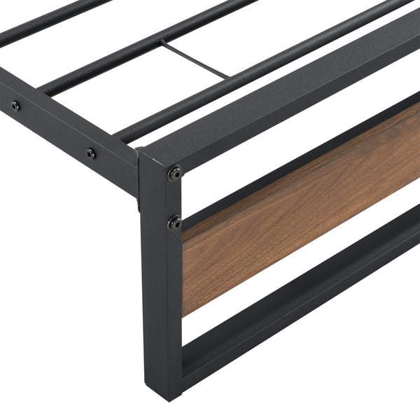 Cama de metal Villach en varios tamaños Negro con aspecto de nogal [en.casa]