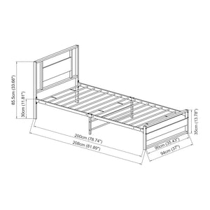 Cama de metal Villach con colchón en varios tamaños Negro con aspecto de nogal [en.casa]