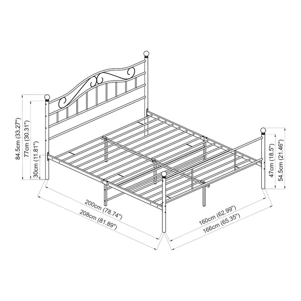 Cama de metal Florencia con colchón [en.casa]