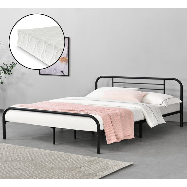 Cama de metal Atammik con colchón de espuma fría en varios tamaños Negro en.casa