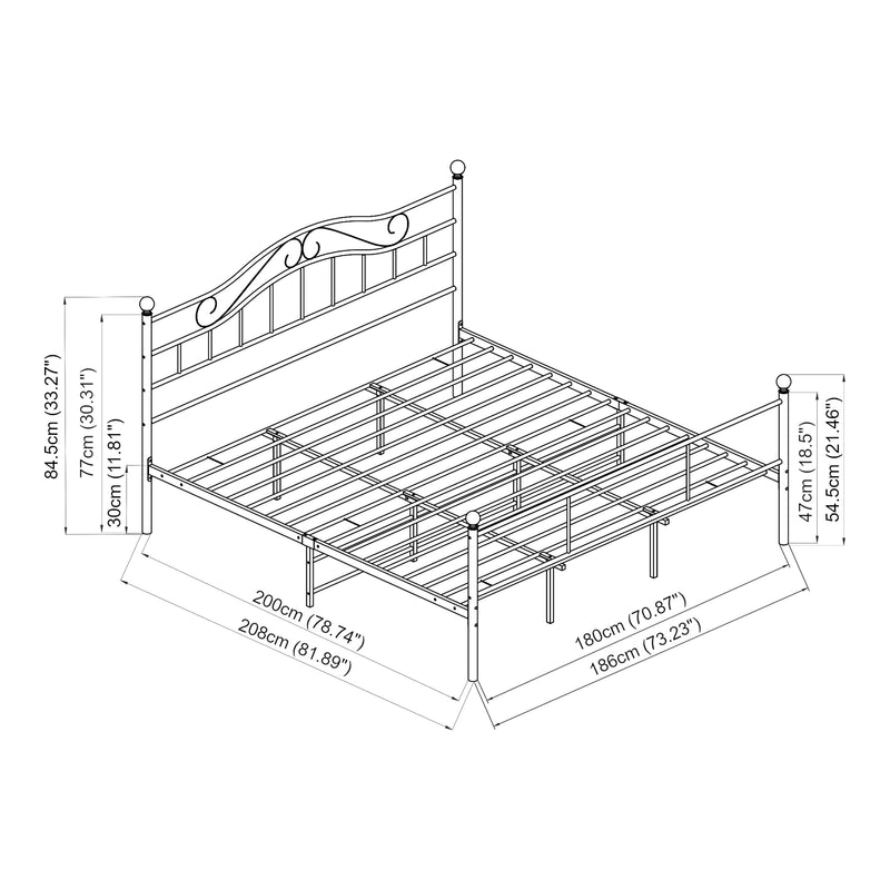 Esquema acotado Cama de metal Florencia con colchón [en.casa]