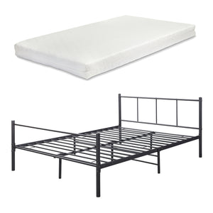 Cama de metal con colchón de espuma fría Laos negro [en.casa]