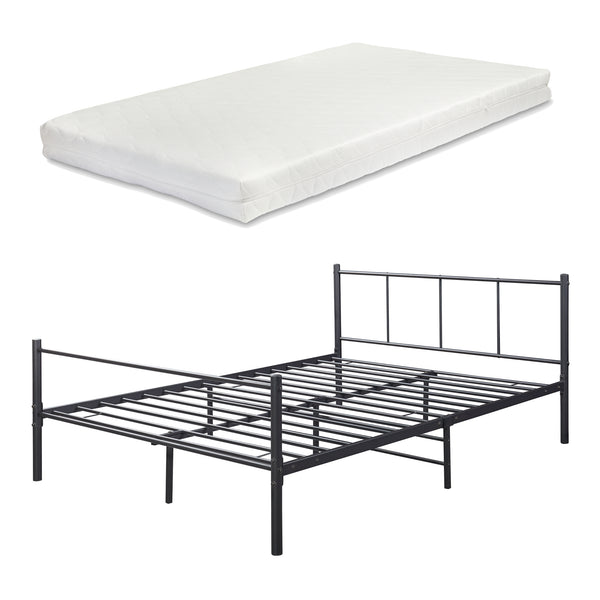 Cama de metal con colchón de espuma fría Laos negro [en.casa]