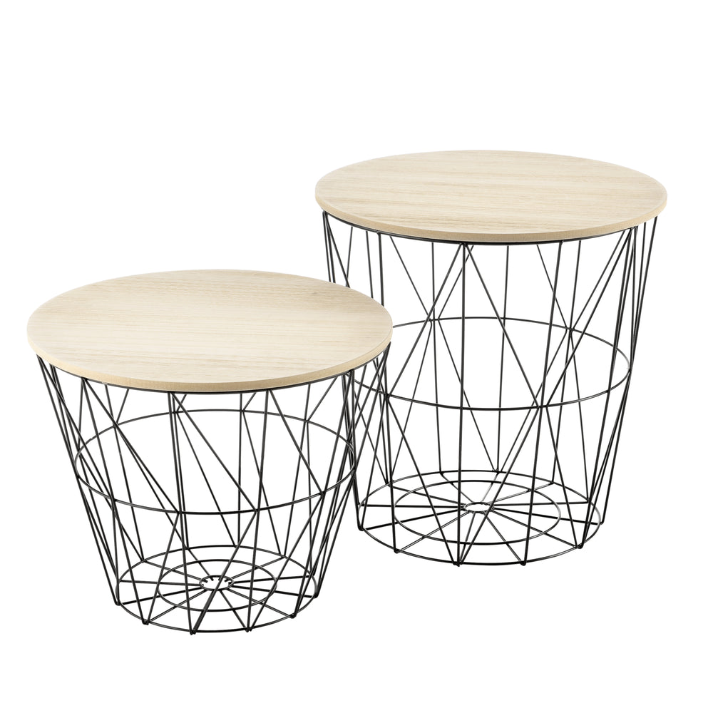 Mesa auxiliar con cesta de metal Codogno juego de 2 en varios colores en.casa - premiumXL