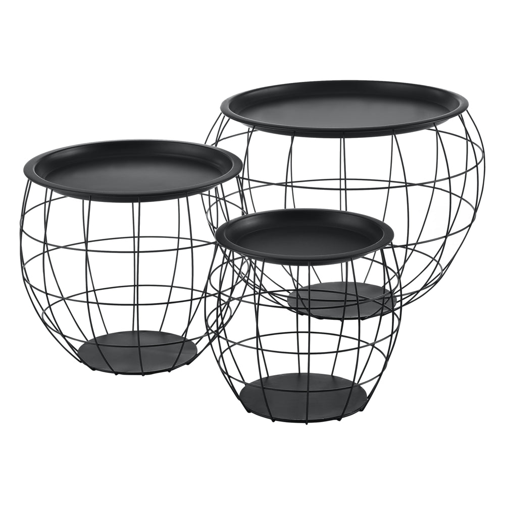 Mesa de centro Neman juego de 3 cestas de metal negro en.casa - premiumXL