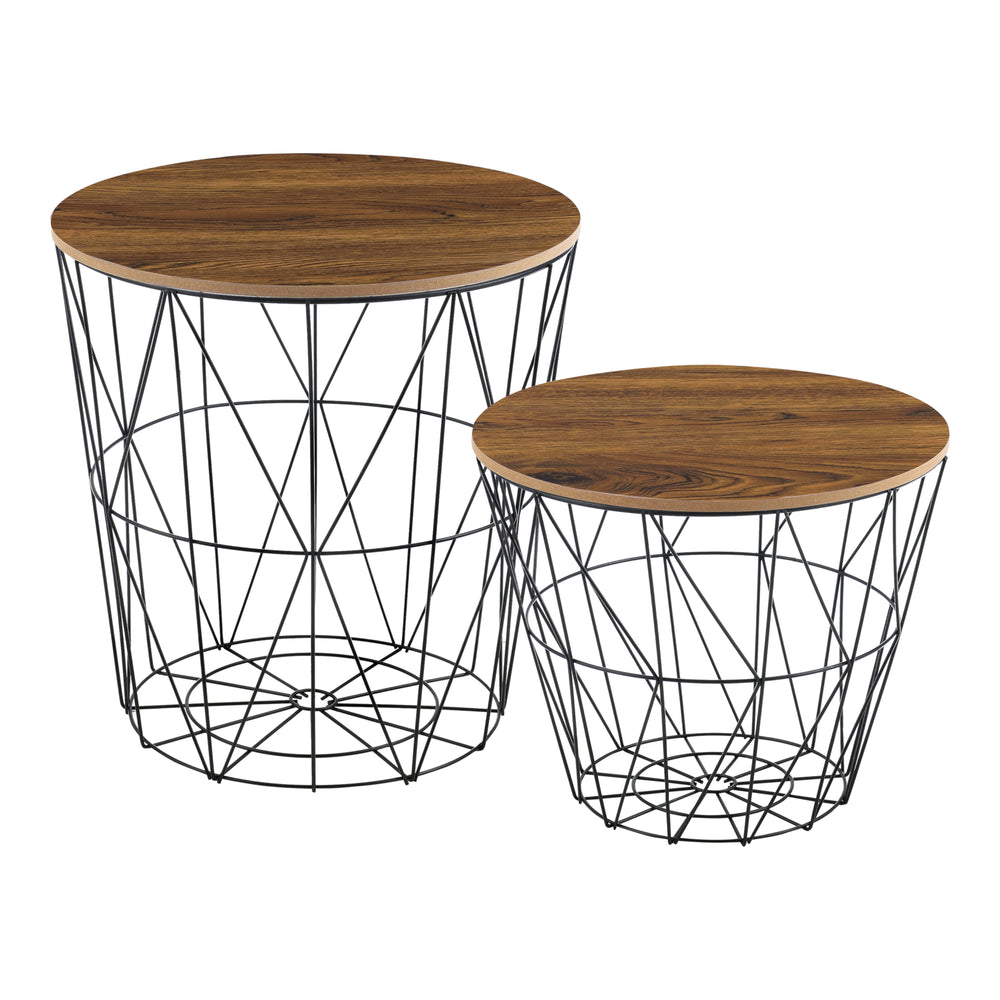 Mesa auxiliar con cesta de metal Codogno juego de 2 en varios colores en.casa - premiumXL