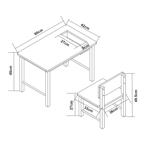 Escritorio infantil con silla Skjåk [en.casa]