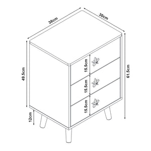 Cómoda infantil Sandnes con 3 cajones [en.casa]