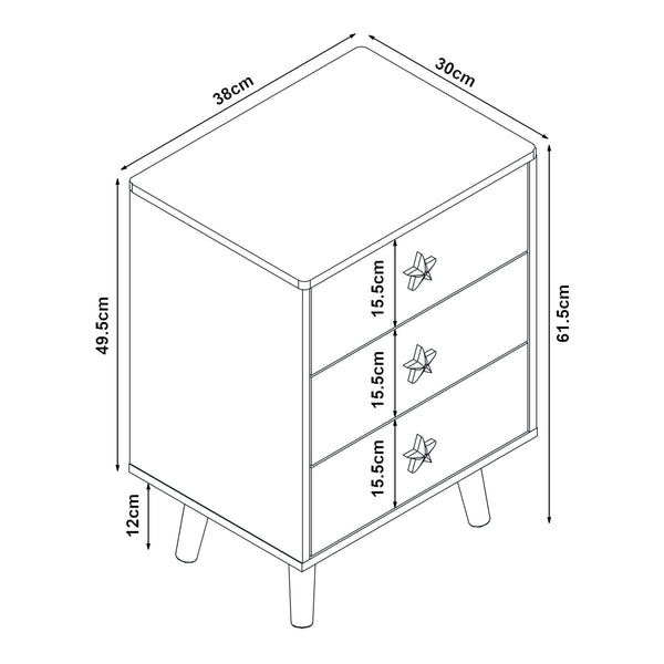 Cómoda infantil Sandnes con 3 cajones [en.casa]