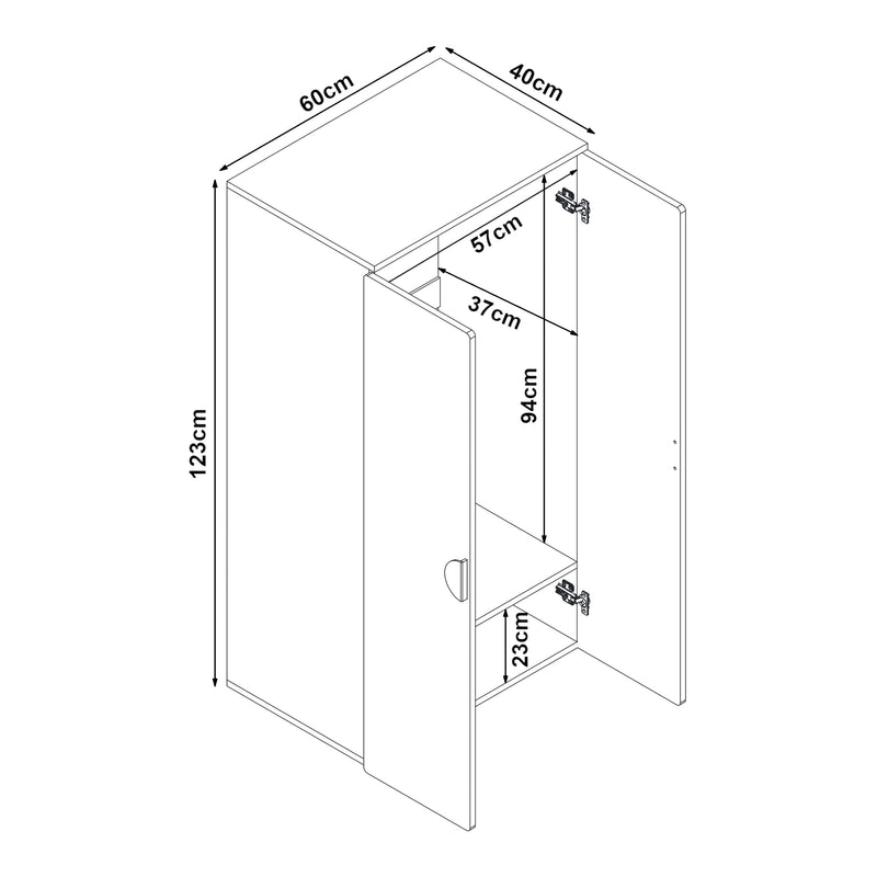 Esquema acotado Armario para ropa infantil Sandnes 123x60x40 cm [en.casa]