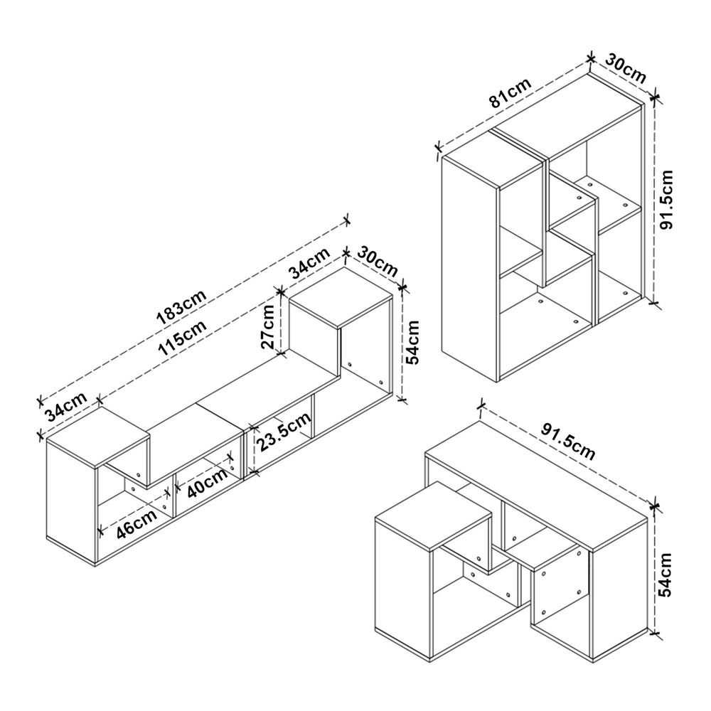Conjunto de muebles modulares Hustersurd de 2 piezas [en.casa]