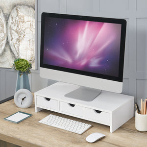 Soporte para monitor Ruovesi 12x51x25cm blanco [en.casa] - premiumXL