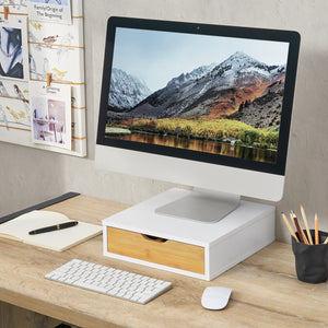 Caja de cajones Vieremä 9x30x31cm Blanco/Efecto bambú [en.casa] - premiumXL