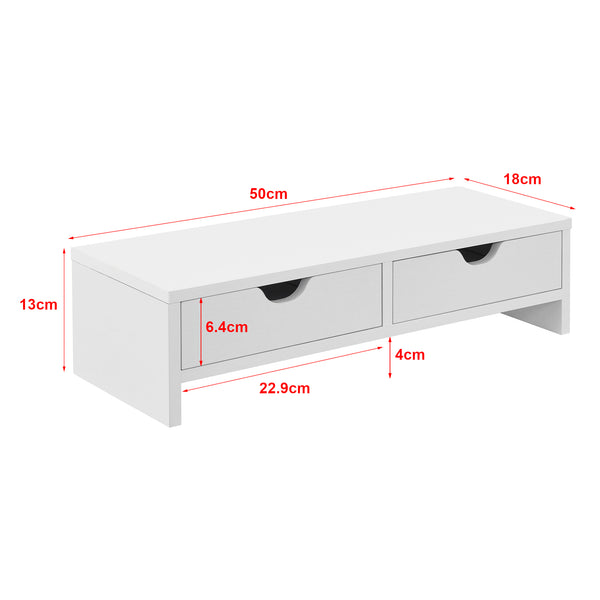 Soporte para monitor Mänttä con 2 cajones 50x18x13cm en varios colores [en.casa]