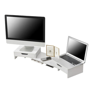 Soporte para monitor Marttila con 2 cajones 60x22x11cm en varios colores [en.casa]