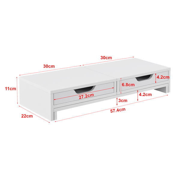Soporte para monitor Marttila con 2 cajones 60x22x11cm en varios colores [en.casa]