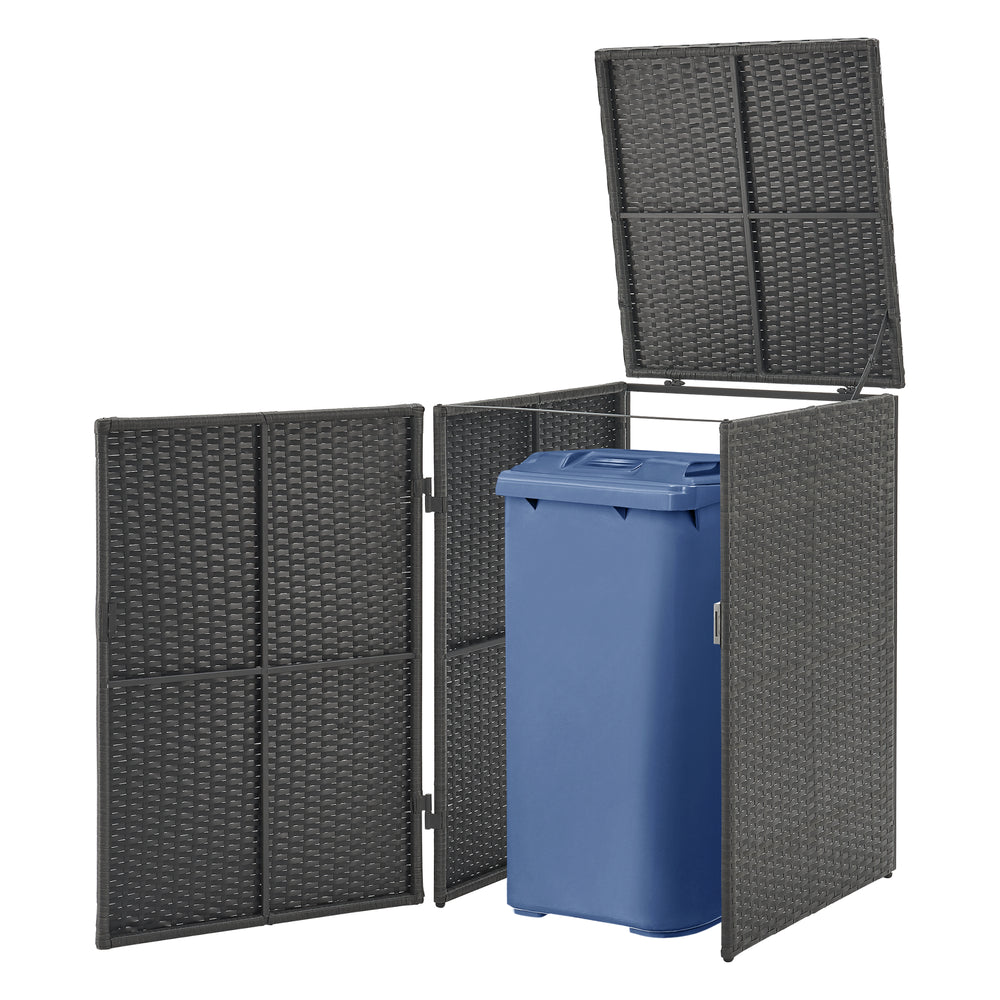 Cubrimiento para cubos de basura Widnau para 1/2 cubos de basura poliratán gris oscuro [en.casa] - premiumXL