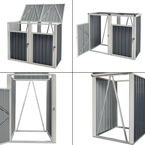 Caja para contenedores de basura Tarbek para 1/2/3/4 contenedores de acero galvanizado antracita en varios tamaños [en.casa]