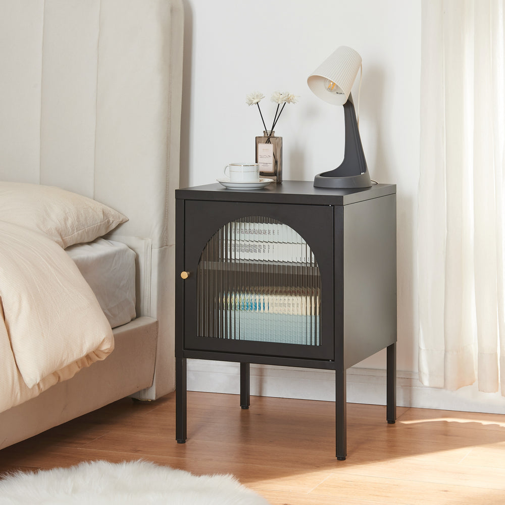 Mesita de noche Karlskrona 60x42,5x40 cm negro, mate [en.casa] - premiumXL