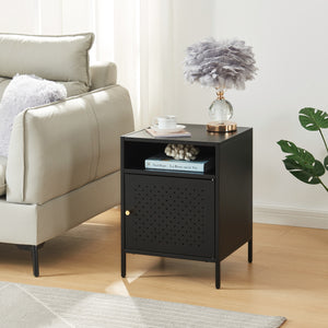 Mesita de noche Janakkala 55x40x40 cm acero negro [en.casa] - premiumXL