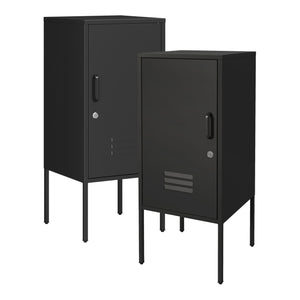 Mesita de noche Hausjärvi juego de 2 piezas con tirador de puerta a la derecha y a la izquierda [en.casa]