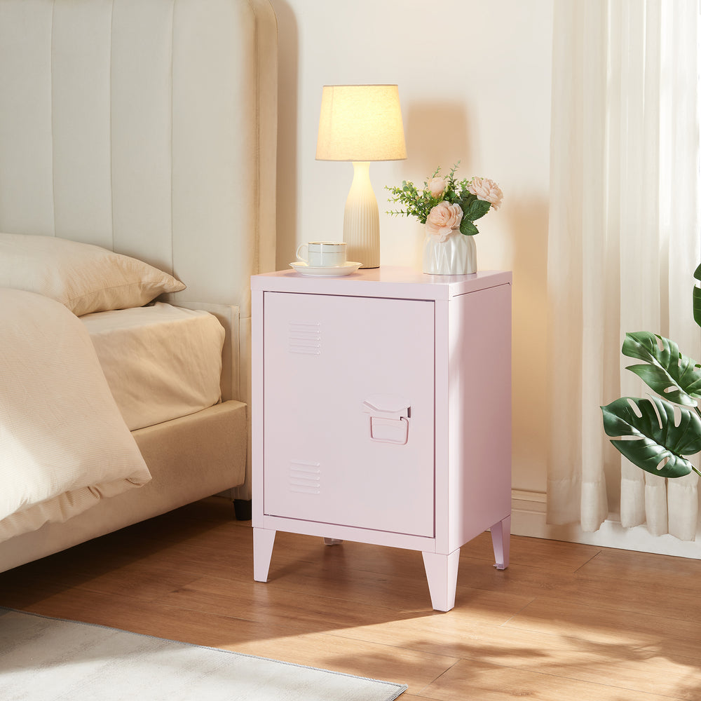 Mesita de noche Inari Tirador de puerta a la derecha Acero [en.casa]