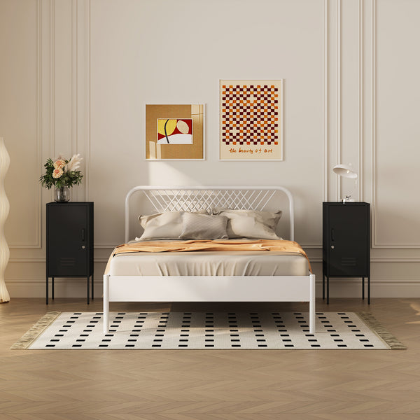 Mesita de noche Hausjärvi juego de 2 piezas con tirador de puerta a la derecha y a la izquierda [en.casa]