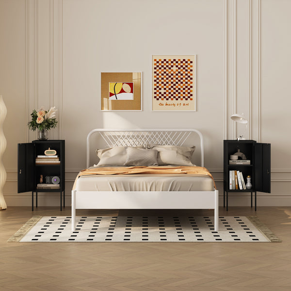 Mesita de noche Hausjärvi juego de 2 piezas con tirador de puerta a la derecha y a la izquierda [en.casa]