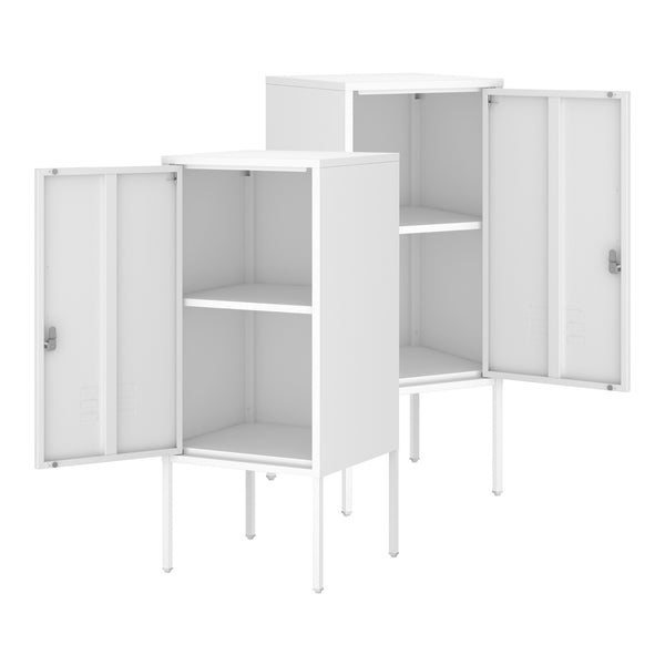 Mesita de noche Hausjärvi juego de 2 piezas con tirador de puerta a la derecha y a la izquierda [en.casa]
