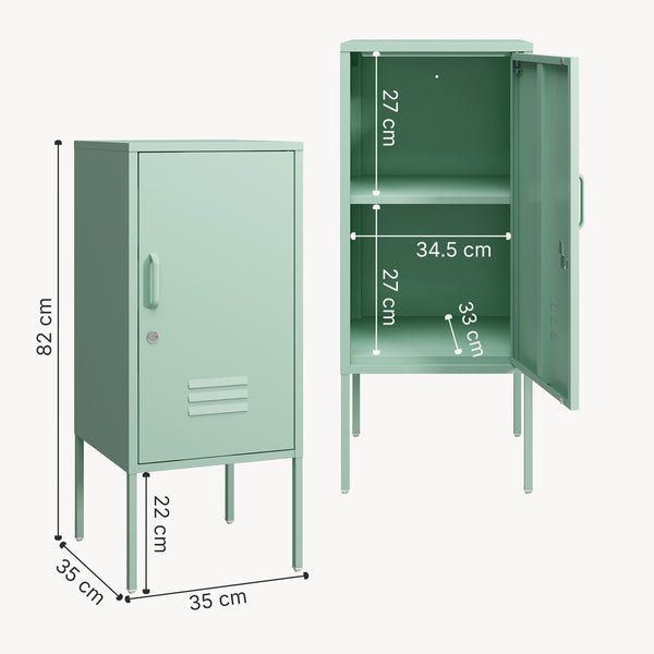Mesita de noche Hausjärvi 82x35x35 cm Tirador de puerta a la izquierda Acero [en.casa]