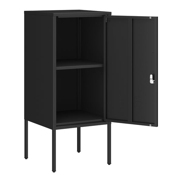 Mesita de noche Hausjärvi 82x35x35 cm Tirador de puerta a la izquierda Acero [en.casa]