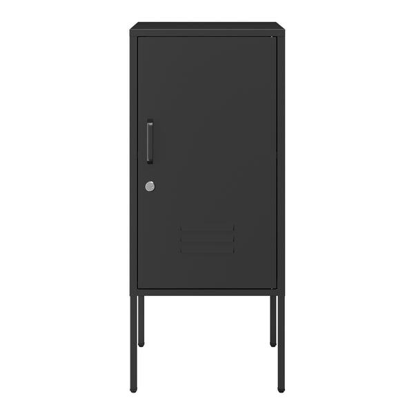 Mesita de noche Hausjärvi 82x35x35 cm Tirador de puerta a la izquierda Acero [en.casa]