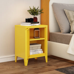 Mesita de noche Inari Tirador de puerta a la derecha Acero [en.casa]