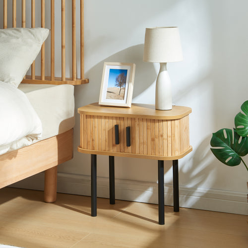 Mesa auxiliar Tvedestrand 48x30x45 cm color madera/negro [en.casa]