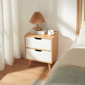 Mesita de noche Bordkak con cajones, aspecto roble/blanco [en.casa]