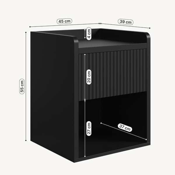 Mesita de noche Nand cajón + 1 compartimento 55x45x39 cm [en.casa]