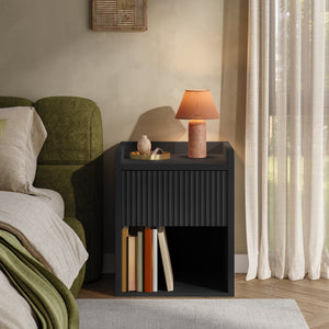 Mesita de noche Nand cajón + 1 compartimento 55x45x39 cm [en.casa]