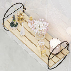 Estantería de pared Oulu con marco de metal negro/natural en varios tamaños [en.casa]