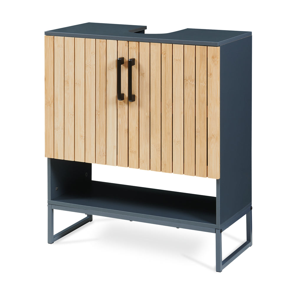 Mueble bajo lavabo Svanes 70x60x30 cm Gris oscuro/Natural [en.casa]