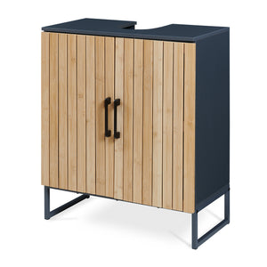 Mueble bajo lavabo Svanes con 2/3 compartimentos cerrados 70x60x30cm gris oscuro/natural [en.casa]