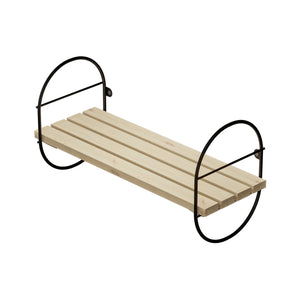 Estantería de pared Oulu con marco de metal negro/natural en varios tamaños [en.casa]