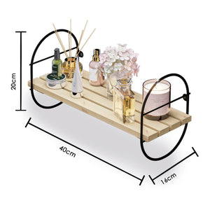 Estantería de pared Oulu con marco de metal negro/natural en varios tamaños [en.casa]
