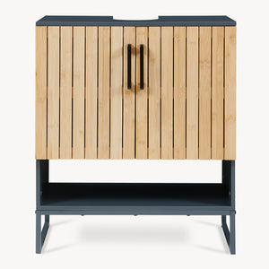 Mueble bajo lavabo 'Svanes' 70 x 60 x 30 cm Frente de bambú Estructura metálica Gris oscuro/Natural