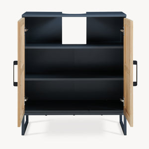 Mueble bajo lavabo Svanes con 2/3 compartimentos cerrados 70x60x30cm gris oscuro/natural [en.casa]
