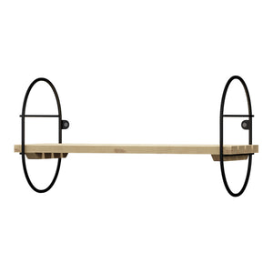 Estantería de pared Oulu con marco de metal negro/natural en varios tamaños [en.casa]