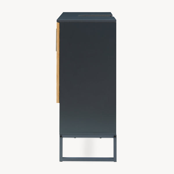 Mueble bajo lavabo 'Svanes' 70 x 60 x 30 cm Frente de bambú Estructura metálica Gris oscuro/Natural