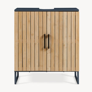 Mueble bajo lavabo Svanes con 2/3 compartimentos cerrados 70x60x30cm gris oscuro/natural [en.casa]