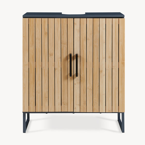 Mueble bajo lavabo Svanes con 2/3 compartimentos cerrados 70x60x30cm gris oscuro/natural [en.casa]