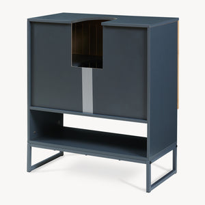 Mueble bajo lavabo 'Svanes' 70 x 60 x 30 cm Frente de bambú Estructura metálica Gris oscuro/Natural