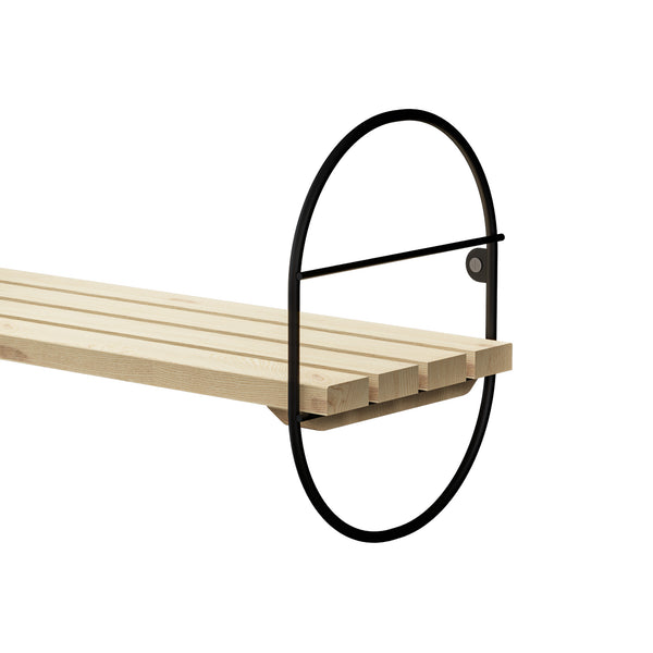 Estantería de pared Oulu con marco de metal negro/natural en varios tamaños [en.casa]